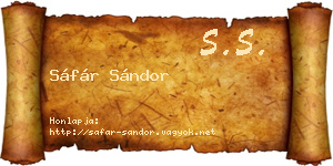 Sáfár Sándor névjegykártya