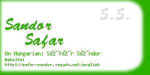 sandor safar business card
